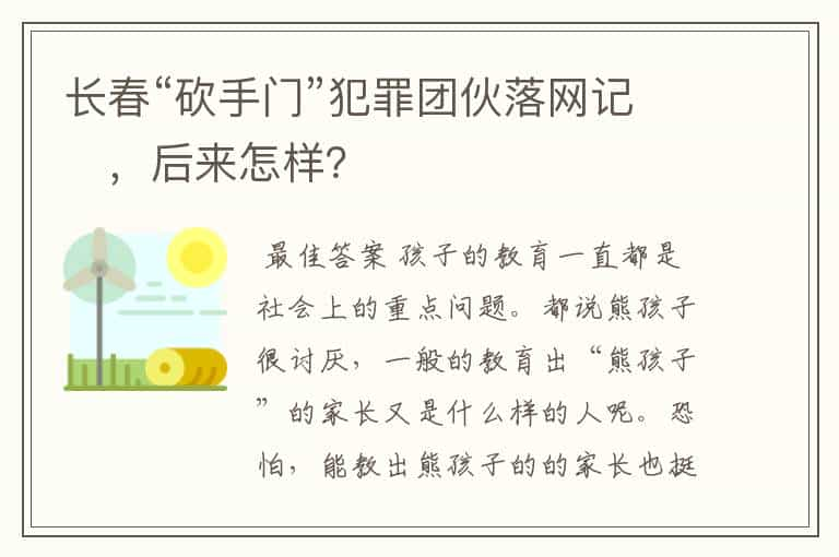 长春“砍手门”犯罪团伙落网记	，后来怎样？