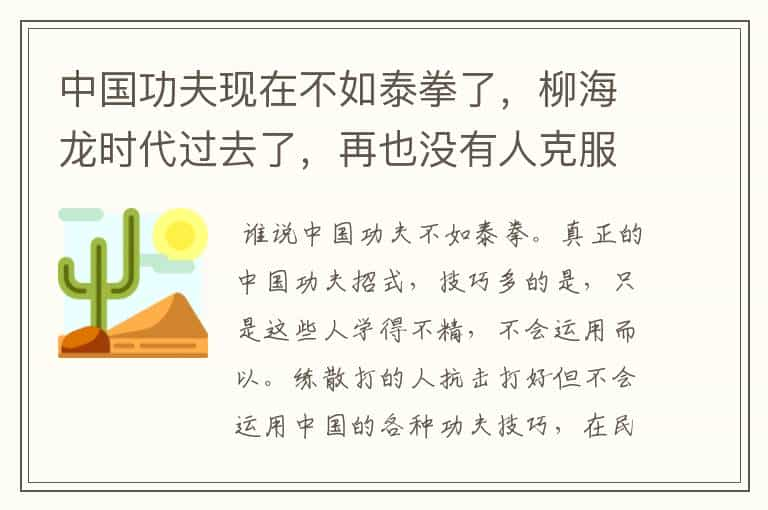 中国功夫现在不如泰拳了，柳海龙时代过去了，再也没有人克服泰拳了。2010年12月18日中泰争霸赛死了两个？