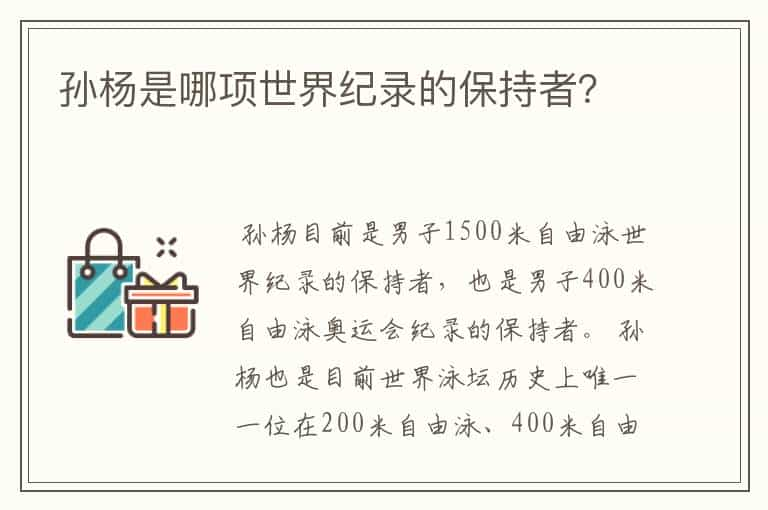 孙杨是哪项世界纪录的保持者？