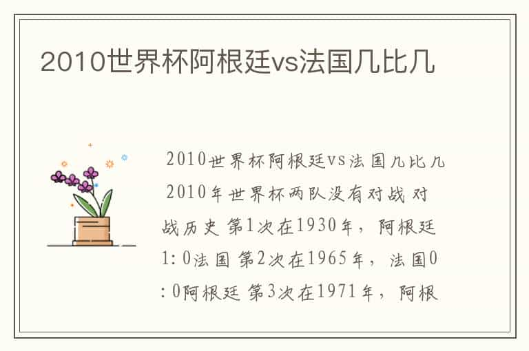 2010世界杯阿根廷vs法国几比几