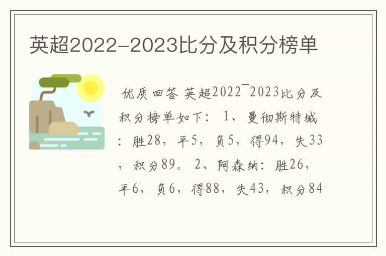 英超2022-2023比分及积分榜单