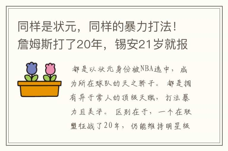 同样是状元，同样的暴力打法！詹姆斯打了20年，锡安21岁就报废？