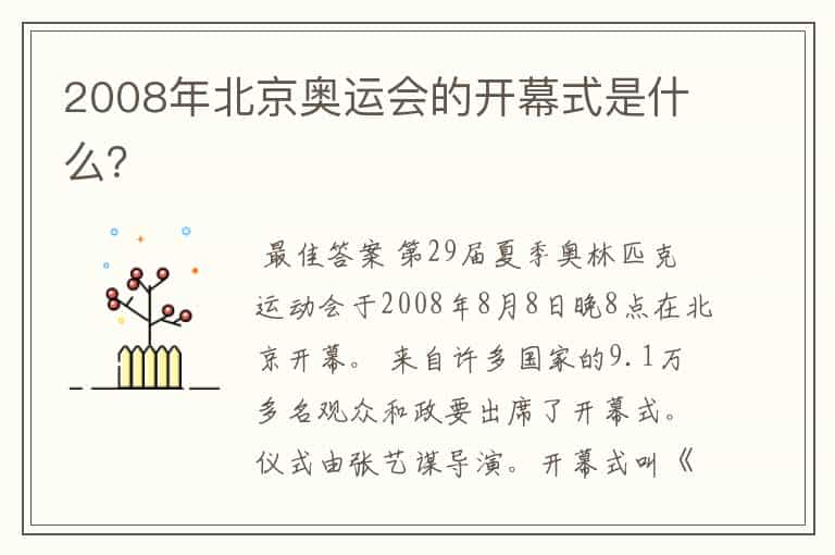 2008年北京奥运会的开幕式是什么？