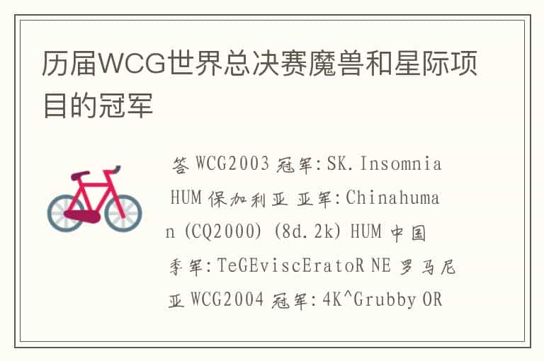 历届WCG世界总决赛魔兽和星际项目的冠军