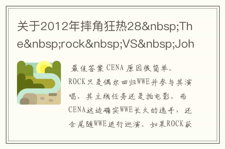 关于2012年摔角狂热28 The rock VS John cena