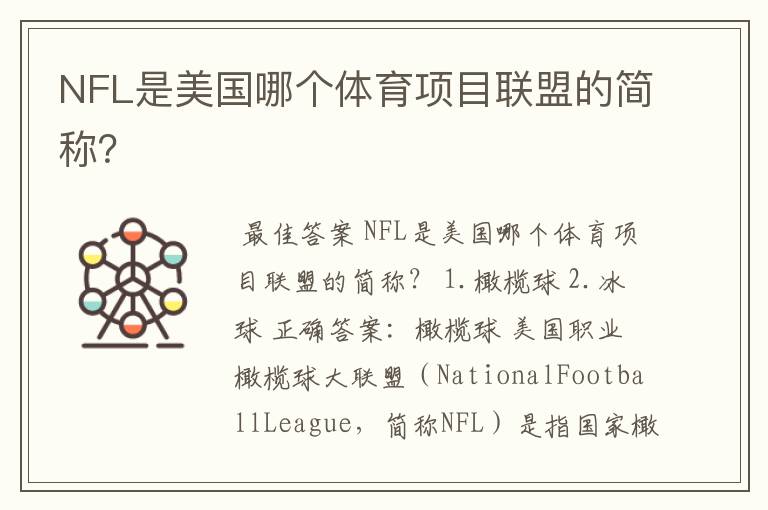 NFL是美国哪个体育项目联盟的简称？