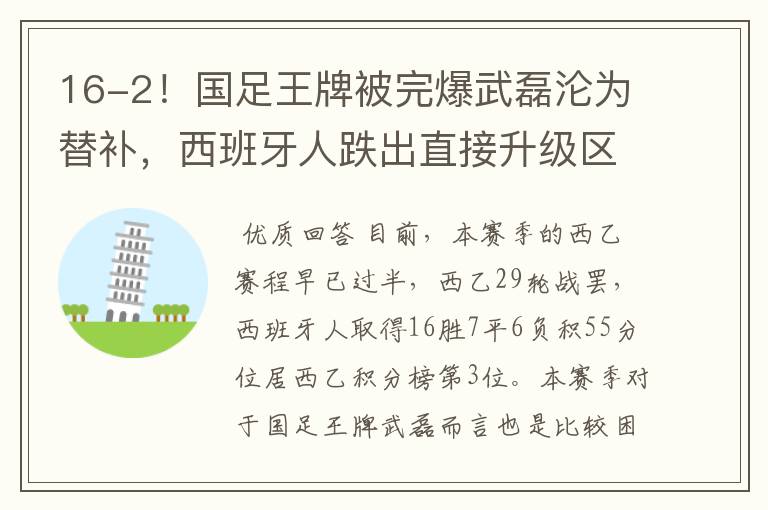 16-2！国足王牌被完爆武磊沦为替补，西班牙人跌出直接升级区