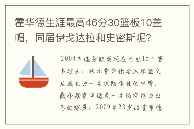 霍华德生涯最高46分30篮板10盖帽，同届伊戈达拉和史密斯呢？