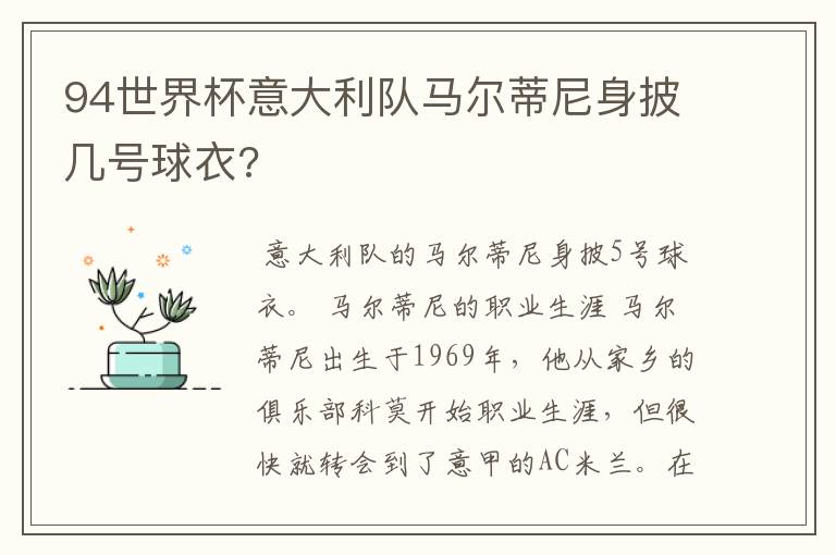 94世界杯意大利队马尔蒂尼身披几号球衣?