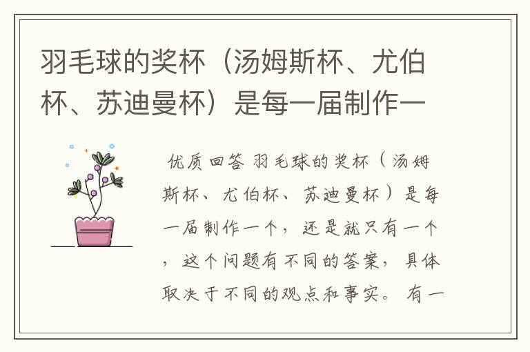 羽毛球的奖杯（汤姆斯杯、尤伯杯、苏迪曼杯）是每一届制作一个，还是就只有一个