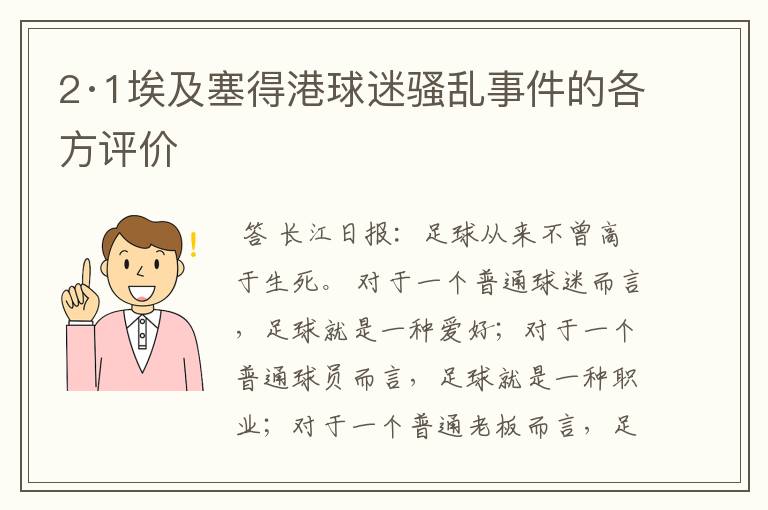 2·1埃及塞得港球迷骚乱事件的各方评价