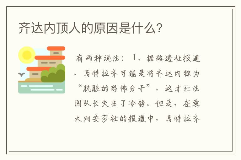 齐达内顶人的原因是什么？