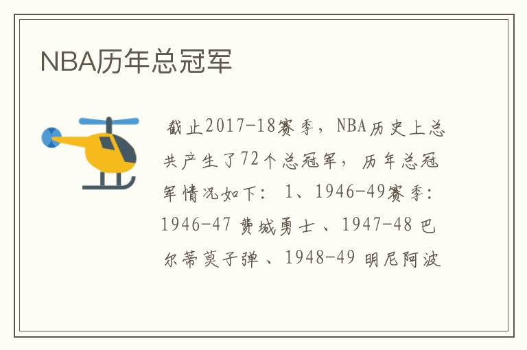 NBA历年总冠军