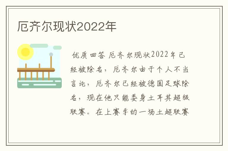 厄齐尔现状2022年