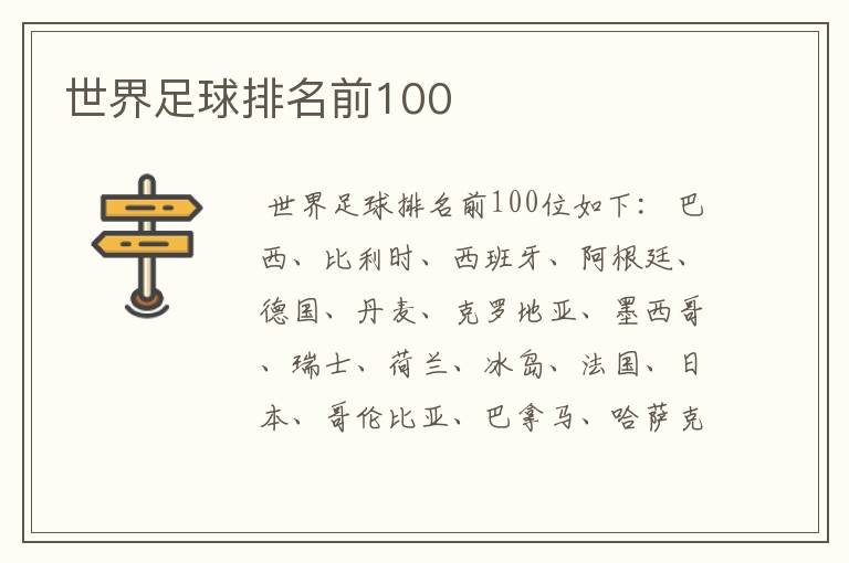 世界足球排名前100