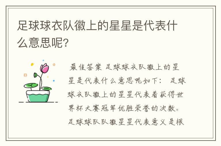 足球球衣队徽上的星星是代表什么意思呢?