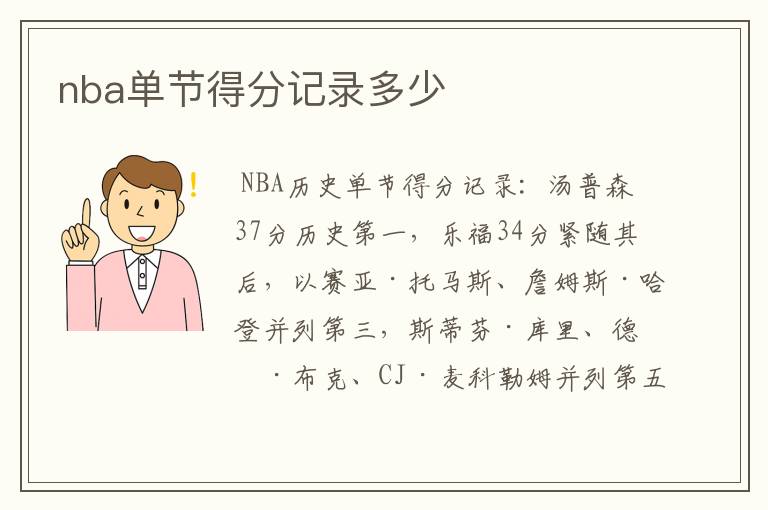 nba单节得分记录多少