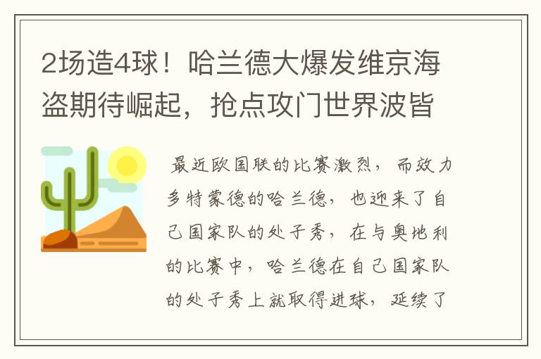 2场造4球！哈兰德大爆发维京海盗期待崛起，抢点攻门世界波皆可