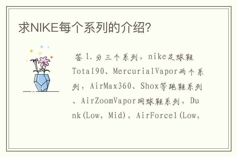 求NIKE每个系列的介绍？