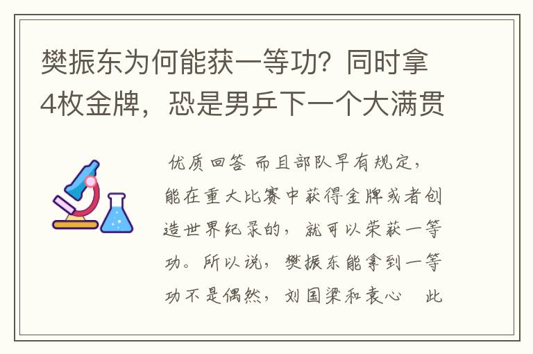 樊振东为何能获一等功？同时拿4枚金牌，恐是男乒下一个大满贯