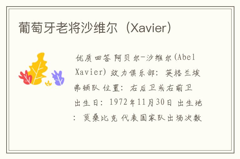 葡萄牙老将沙维尔（Xavier）