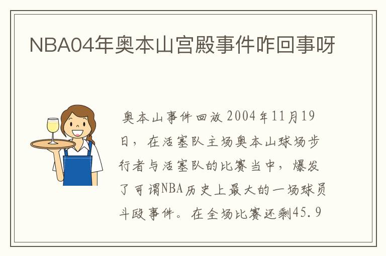 NBA04年奥本山宫殿事件咋回事呀