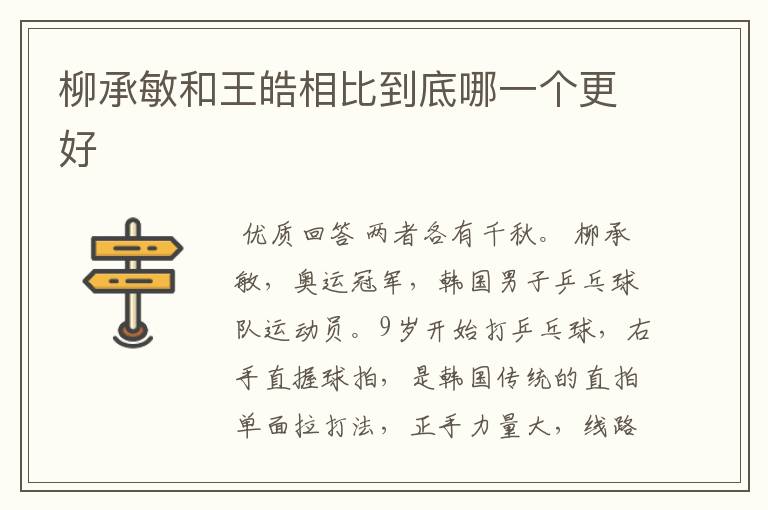 柳承敏和王皓相比到底哪一个更好