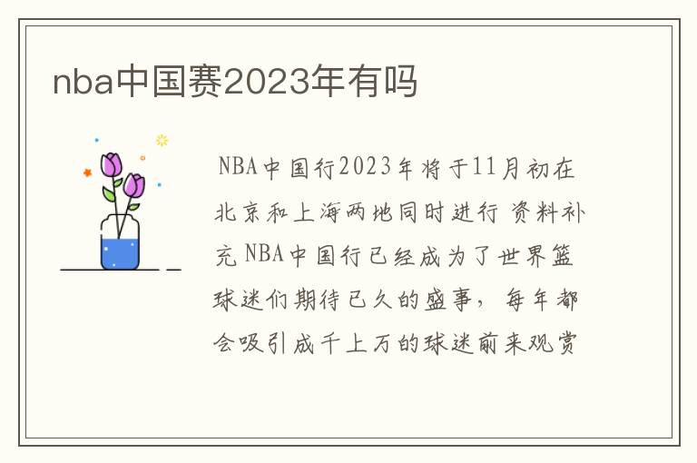 nba中国赛2023年有吗