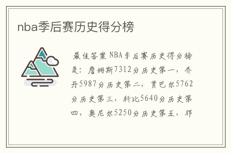 nba季后赛历史得分榜