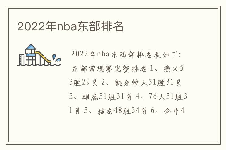 2022年nba东部排名