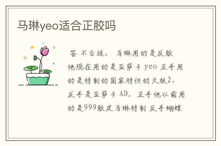 马琳yeo适合正胶吗