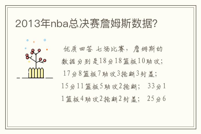 2013年nba总决赛詹姆斯数据？