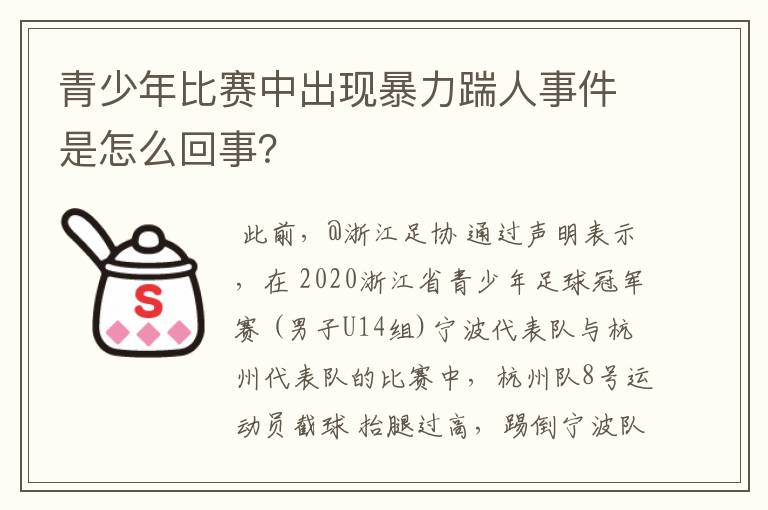 青少年比赛中出现暴力踹人事件是怎么回事？