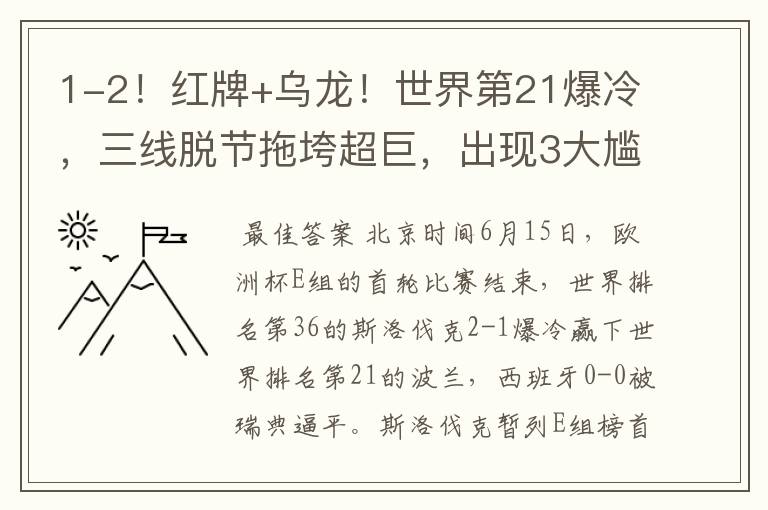 1-2！红牌+乌龙！世界第21爆冷，三线脱节拖垮超巨，出现3大尴尬