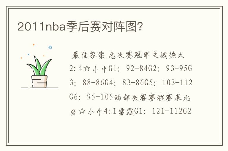 2011nba季后赛对阵图？