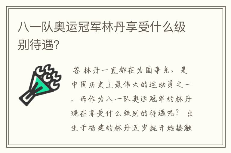 八一队奥运冠军林丹享受什么级别待遇？