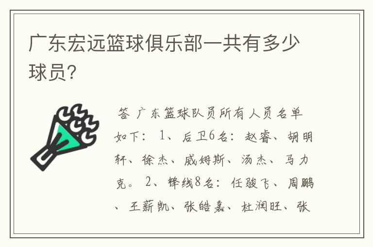 广东宏远篮球俱乐部一共有多少球员？