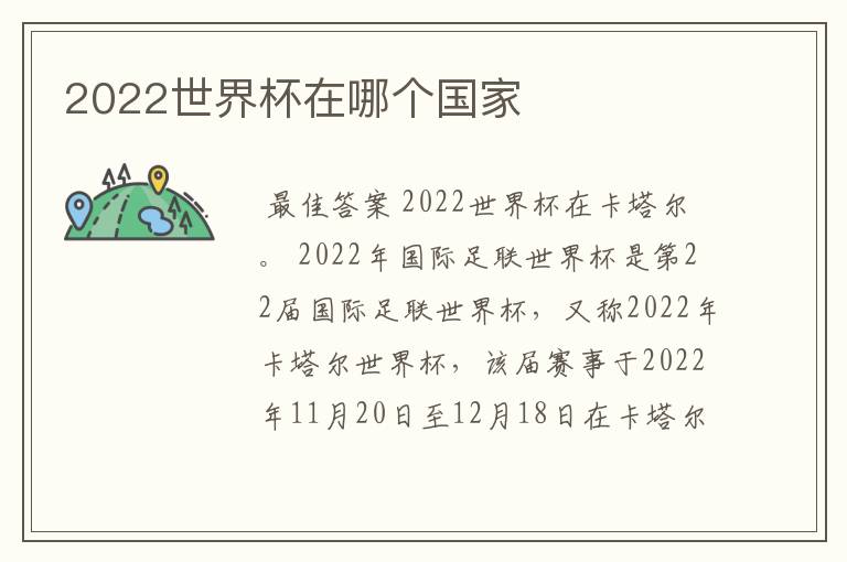 2022世界杯在哪个国家