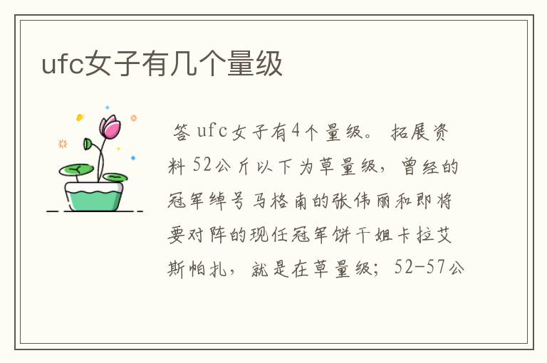 ufc女子有几个量级