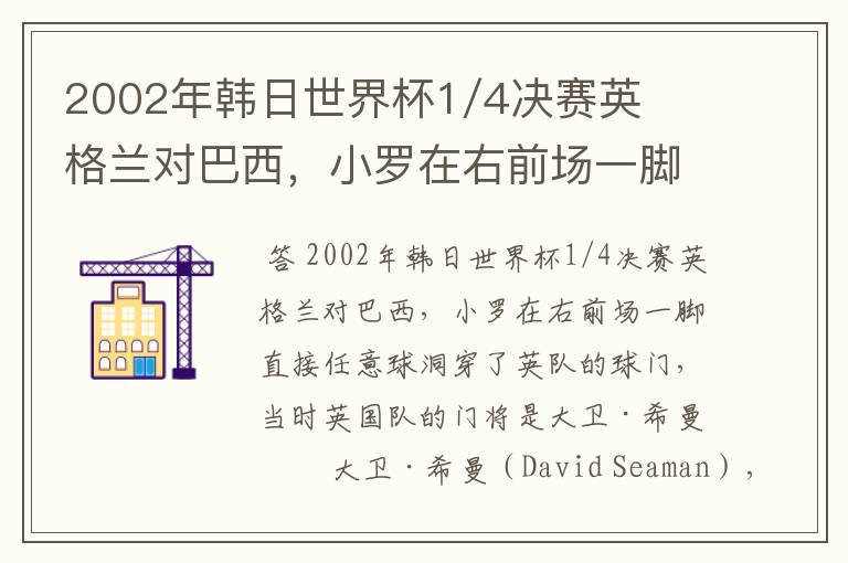 2002年韩日世界杯1/4决赛英格兰对巴西，小罗在右前场一脚直接任意球洞穿了英队的球门，问当时英队的门将是