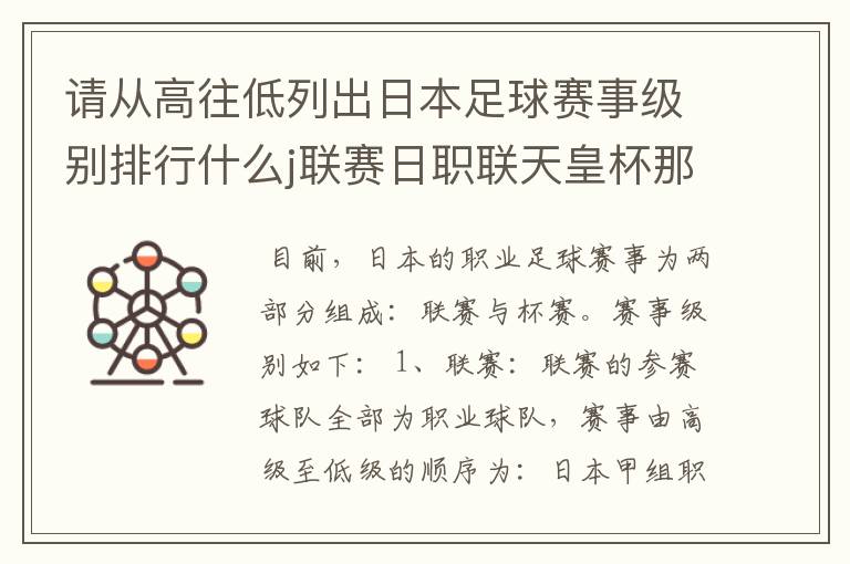 请从高往低列出日本足球赛事级别排行什么j联赛日职联天皇杯那些