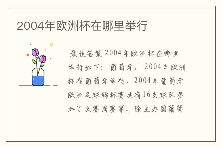 2004年欧洲杯在哪里举行