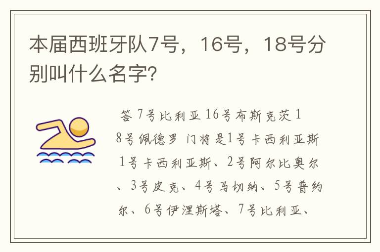 本届西班牙队7号，16号，18号分别叫什么名字？