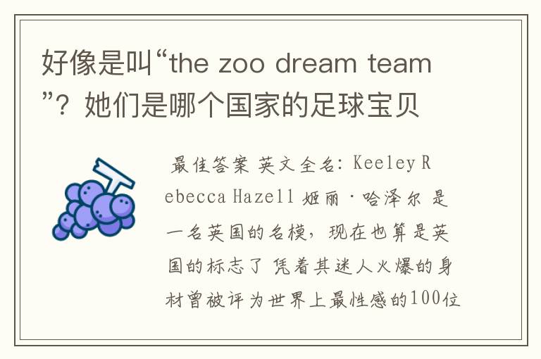 好像是叫“the zoo dream team”？她们是哪个国家的足球宝贝儿？