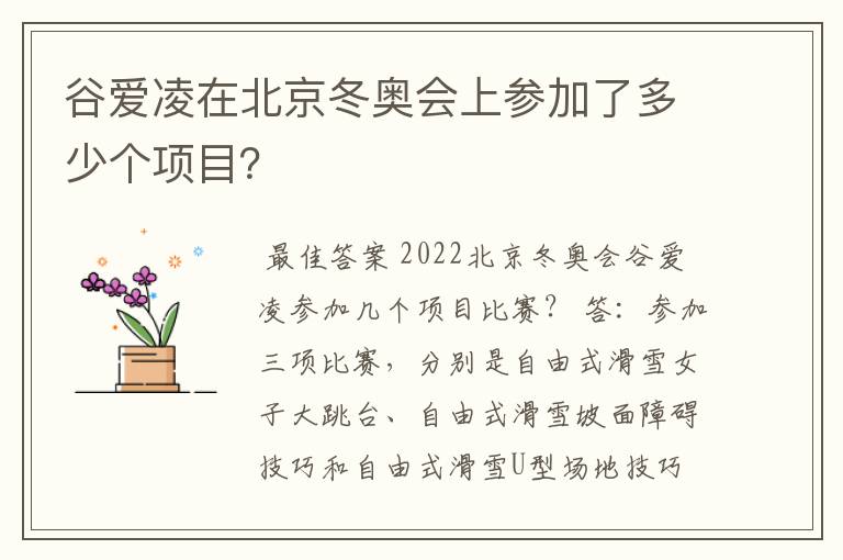 谷爱凌在北京冬奥会上参加了多少个项目？