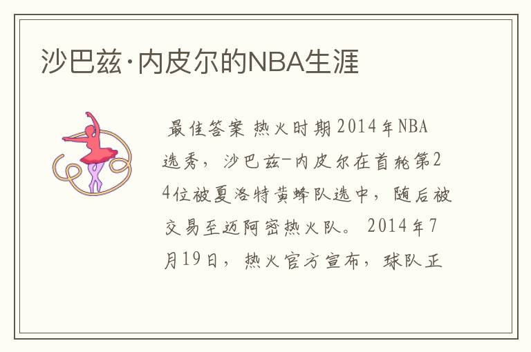 沙巴兹·内皮尔的NBA生涯