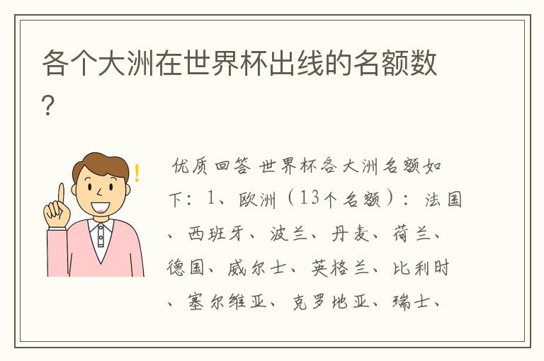 各个大洲在世界杯出线的名额数？