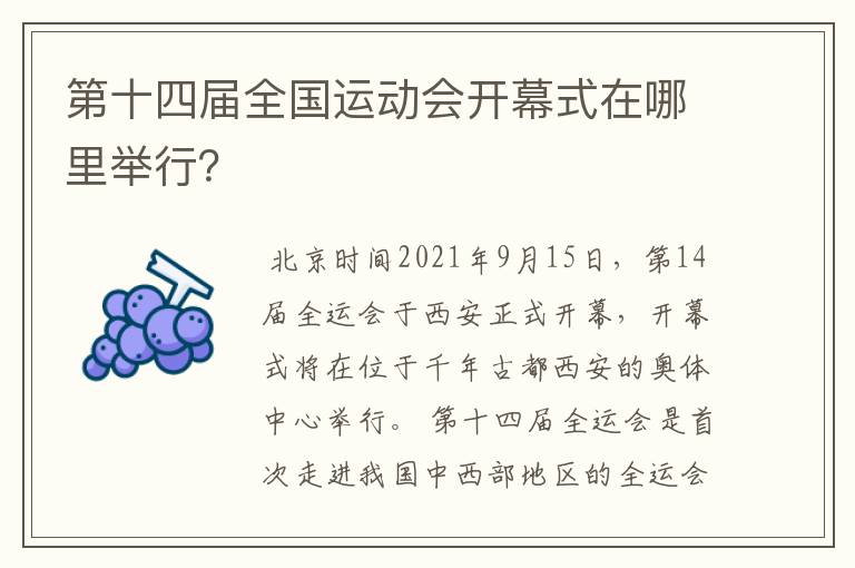 第十四届全国运动会开幕式在哪里举行？