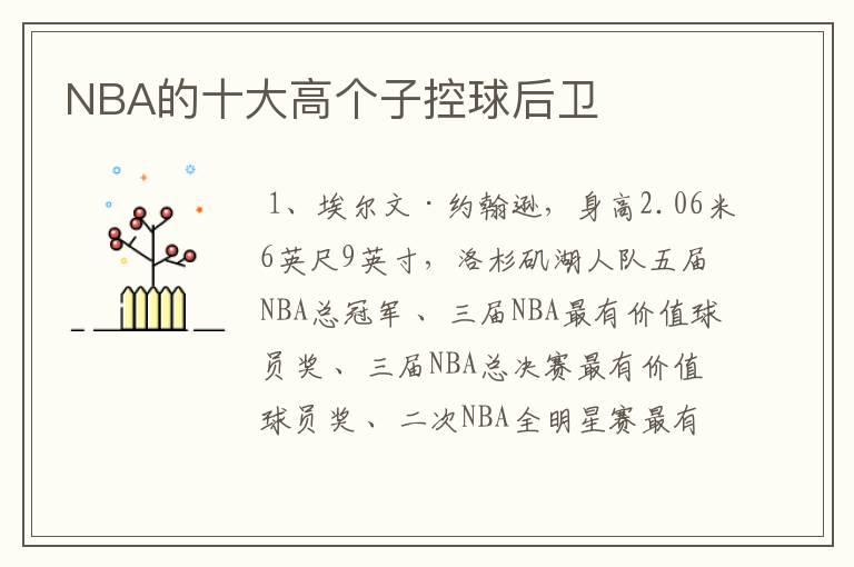 NBA的十大高个子控球后卫