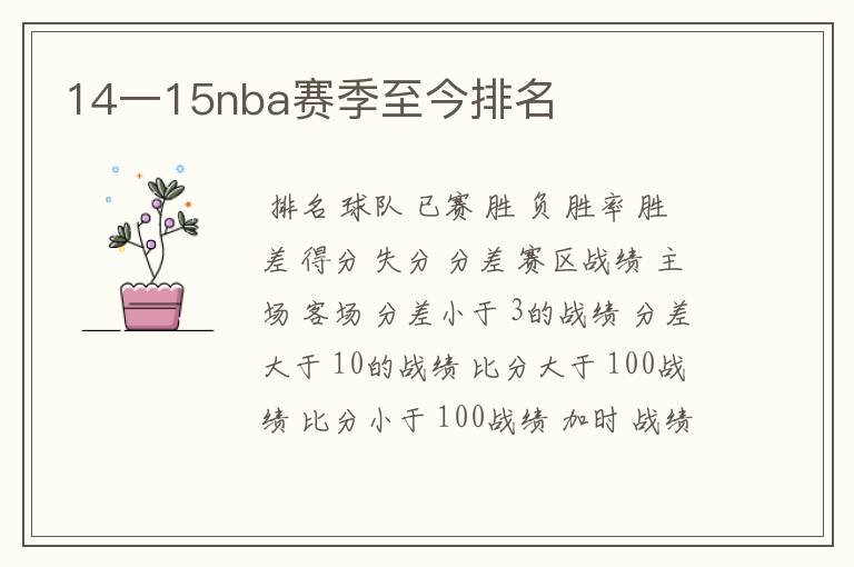 14一15nba赛季至今排名